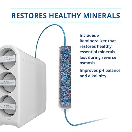 Aquasana SmartFlow® Reverse Osmosis Water Filter | RO Under Sink System | WQA Certified up to 99.99% of 90 contaminants Including Fluoride, PFAS, Arsenic, Lead, and Chlorine | Does not Include Faucet