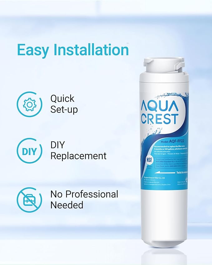 AQUA CREST MSWF Refrigerator Water Filter, Replacement for GE® MSWF, 101820A, 101821B, RWF1500A, Pack of 3