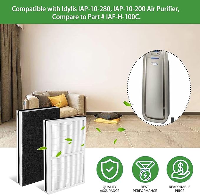 I clean Replacement Idylis Air Purifier Filters C,Compatible with Idylis Air Purifiers IAP-10-200, IAP-10-280, Model # IAF-H-100C