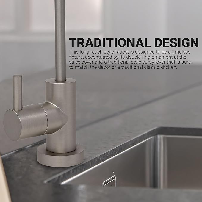 Non-airgap RO Faucet Reverse Osmosis Drinking Water Filtration System Water Dispenser Spout (Satin Nickel). Euro Style with Faucet Wrench. NSF Certified.
