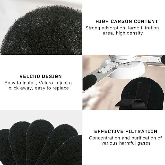 Ceiling Fan Filter, 5-Pack Ceiling Fan Filters for Blades, Ceiling Fan Air Purifier Pads, Coconut Carbon Universal Air Filter, Ceiling Fan Blade Filters for Common Household Contaminants(10*3.5*0.4”)