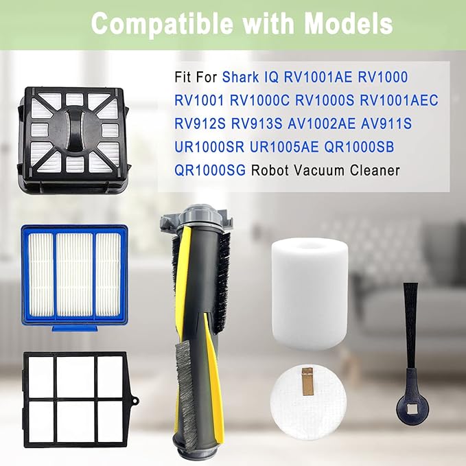 Replacement Part for Shark IQ R101AE RV1001AE AV912S AV1010AE RV1000 AV970 AV993 AV1002AE,1 Main Brush,1 Roller Brush Cover,4 Filter,8 Side Brushes,1 Pre Filter,1 Filter&1 Pre-Motor Foam&Felt Filter