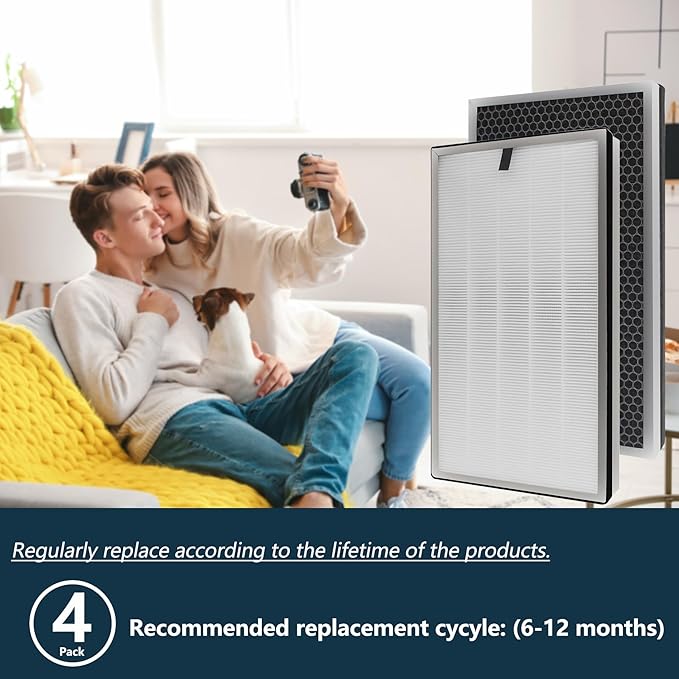 112 Replacement Filter Compatible with MA Series 112 V2.0 Air Purifier, 3-in-1 H13 Filtration True HEPA Activated Carbon Filter, (4 Pack)