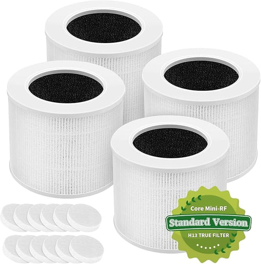 Core Mini Replacement Filter for LEVOIT Air Purifier, 3-Stage H13 HEPA Filters Compatible with LEVOIT Core Mini, High-Efficiency Activated Carbon, Core Mini-RF 4 Pack