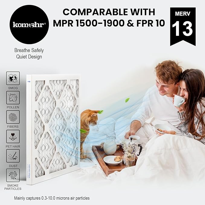 14x14x1 Air Filter MERV 13 (2-Pack), HVAC/Furnace AC Filter Replacement, Dust Defense–Comparable with MPR 1500-1900 & FPR 10 (Actual 13.75x13.75x0.75)