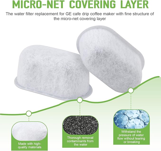 Coffee Maker Water Filter Replacement For GE Cafe Drip Coffee Maker UNIV1CFLTR6PK Carbon Coffee Filter G7CDABSSTSS, G7CDAASSTSS, C7CDAAS3PD3, C7CDAAS4PW3, 6 Pcs