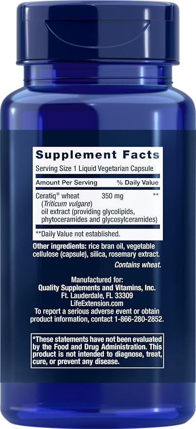 Life Extension Skin Restoring Ceramides, 50 Liquid Veg Caps (Pack of 2) - Non-GMO, Vegetarian Phytoceramide Supplement