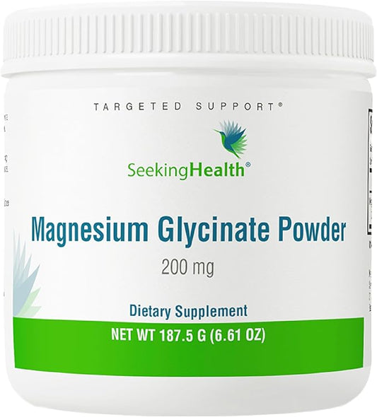 Seeking Health Magnesium Glycinate Powder, 200 mg per Serving, Bioavailable Bisglycinate Chelate, Support Sleep and Relaxation, Natural Energy, Vegetarian (75 Servings)*