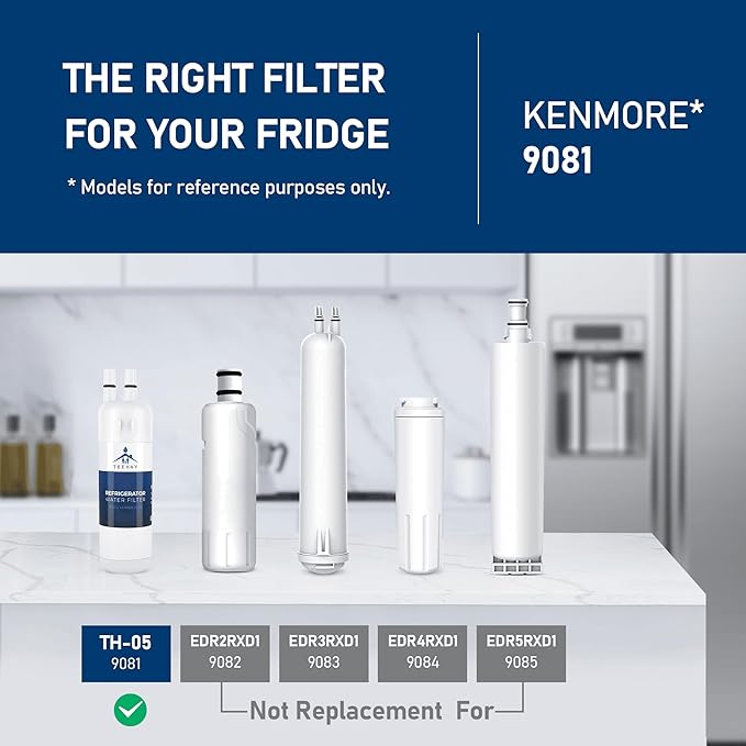 9081 Water Filter Replacement, Compatible with P5WB2L, P4RFWB, P4RFKB2, Kenmore 9930, 46-9930, 9081, 46-9081, 9930P, 469930, 04609930000 (4 Pack)