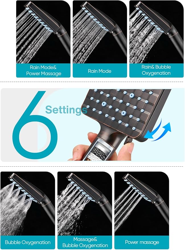 Cobbe Filtered Shower Head with Handheld, High Pressure 6 Spray Mode Showerhead with Filters, Water Softener Filters for Hard Water - Remove Chlorine - Reduces Dry Itchy Skin, Oil Rubbed Bronze