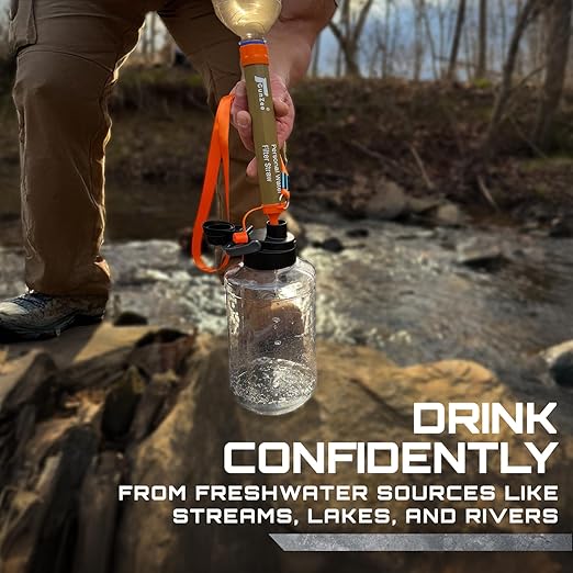 GunZee Personal Water Filter Straw, Reusable Straws for Drinking Clean, Filtered Water, Portable & Lightweight, Ideal for Camping, Hiking, Fishing, and Backpacking, Survival Gear and Supplies, 4-Pack