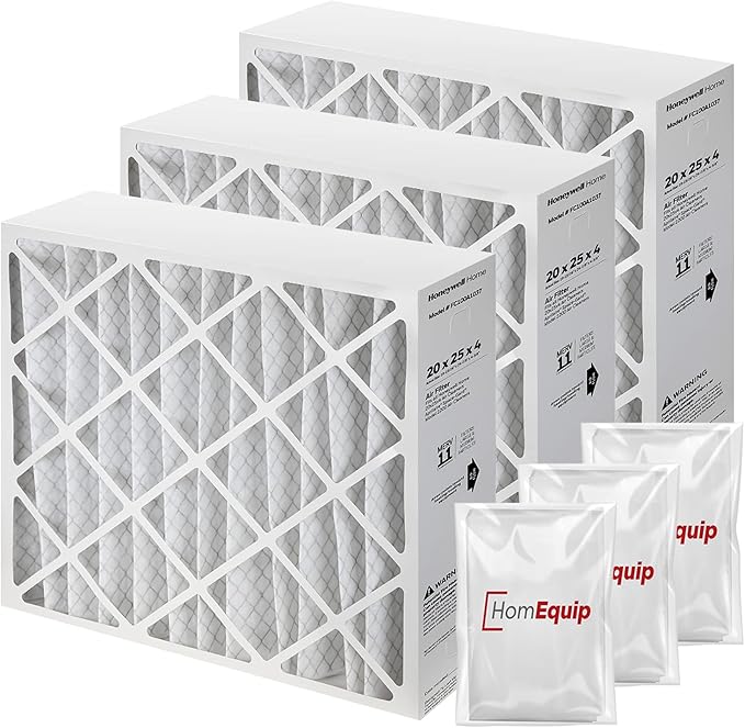 Furnace Filters FC100A1037 - HVAC 20x25x4 Air Filter Replacement Merv 11 with Homequip Easy Disposal Bag (3 Pack)