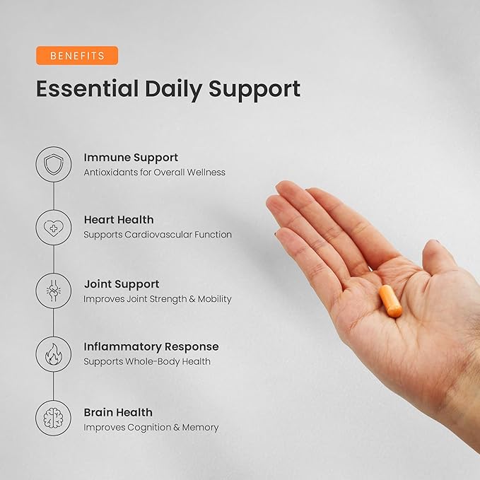 NutraChamps Turmeric Curcumin with Black Pepper Extract 1500mg, 95% Curcuminoids Extra Strength Turmeric Supplement for Joint Health, Brain, Heart & Immune Support, 180 Turmeric Capsules