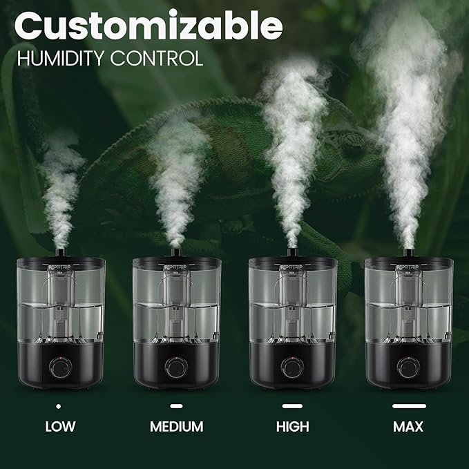 1 Gallon Reptile Humidifier Fogger for Terrariums, Adjustable Fog Volume, Ideal for Bearded Dragons, Lizards, Geckos, Snakes, Tortoises, Amphibians Humidity Increasing