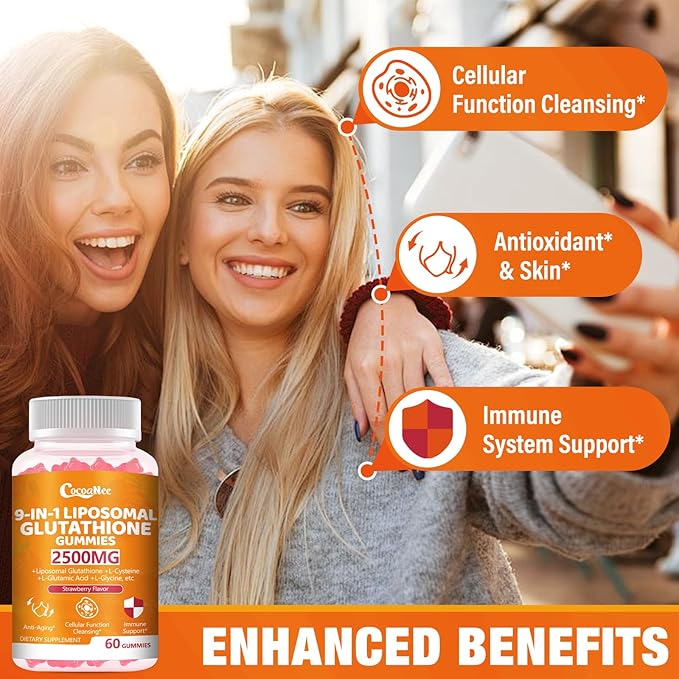 1 Pack 2500MG Liposome Glutathione Gummies, Composite L-Cysteine, L-Glycine Synergies, Collocation Milk Thistle Protect Liver, Increas 98% Absorption Rate, Whitening Skin Antioxidant Anti-Aging