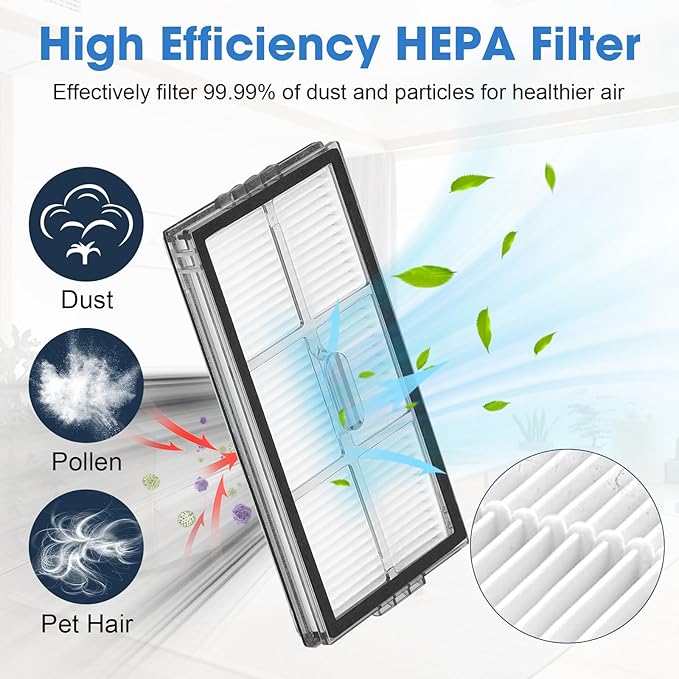 27PCS Replacement Accessories Kit for Roborock Saros 10R / Qrevo CurvX Vacuum Cleaner Includes 2 Main Brush, 4 HEPA Filters, 6 Mop Pads, 6 Dust Bags, 6 Side Brushes, 3 Cleaning Tools