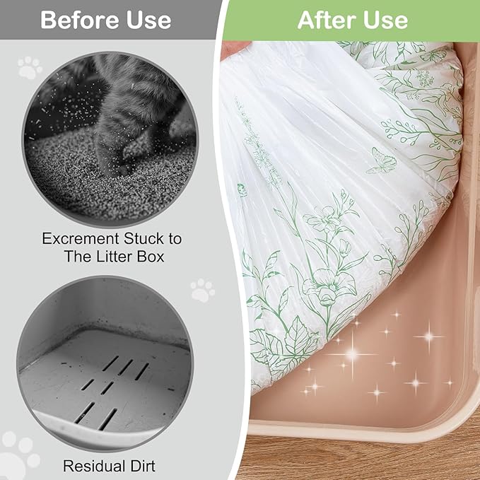 Glittme Cat Litter Box Liners, 120 Count Large Capacity Cat Litter Bags for Automatic Litter Robot 3/4, Thick Cats Kitty Litter Bags with Drawstring