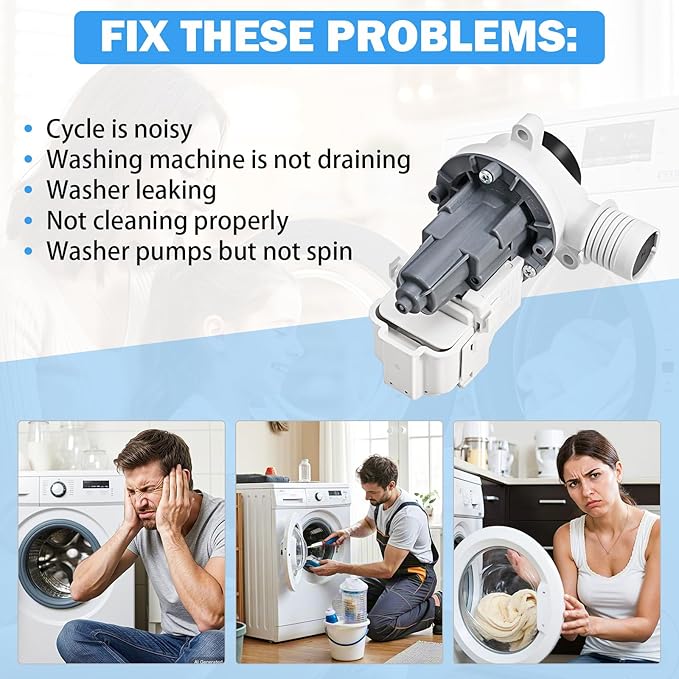 W11399437 W11259498 Washer Drain Pump B25-3A04 Compatible with Whirlpool Kenmore Maytag Crosley Washing Machine Drain Pump Replacement Parts 4961028 AP6974144 PS12731241 EAP12731241