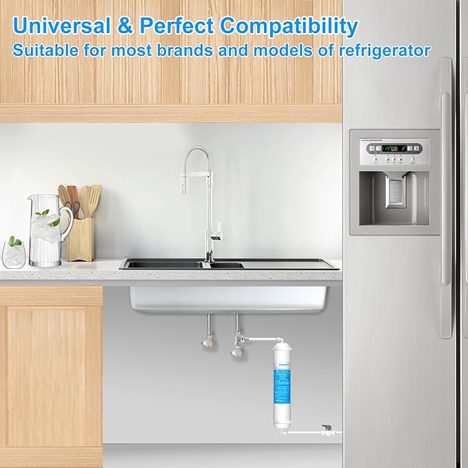 Inline Water Filter for Refrigerator and Ice Maker(2 Pack),1/4" Push Connect Post Carbon Filter Replacement for Reverse Osmosis Water System