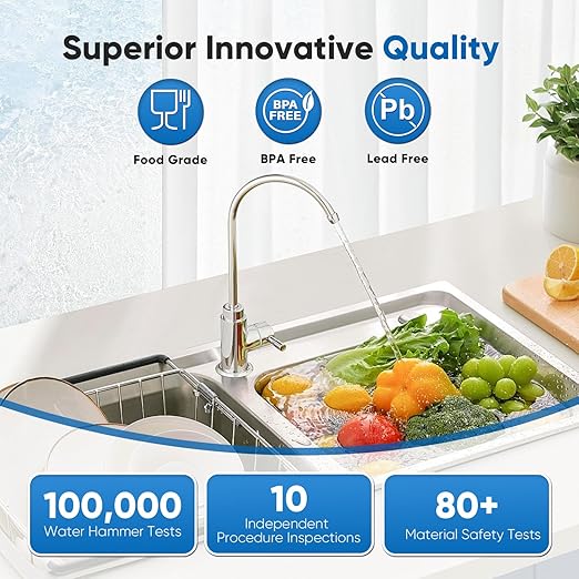 PUREPLUS Under Sink Water Filter, 40,000 Gallons Capacity, 99.99% Chlorine Reduction, NSF/ANSI 42 Certified, Removes Heavy Metals and Chlorine, Direct Connect Under Counter Water Filtration System