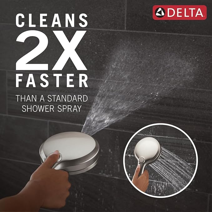 Delta 6-Setting In2ition 2-in-1 Dual Shower Head with Handheld High Pressure ProClean Spray, Brushed Nickel Detachable Shower Head with Hose, 1.75 GPM Flow Rate, Satin Nickel 75655SN