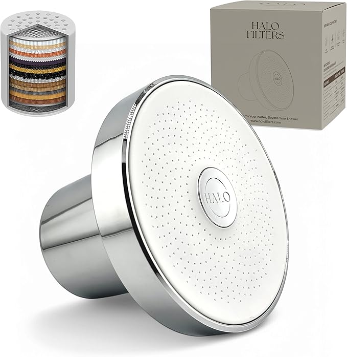 Filtered Shower Head - High Pressure Showerhead Filter for Hard Water, Enhances Hair & Skin Health, Minimizes Hair Loss, Preserves Color-Treated Hair, Water Softener (Chrome)