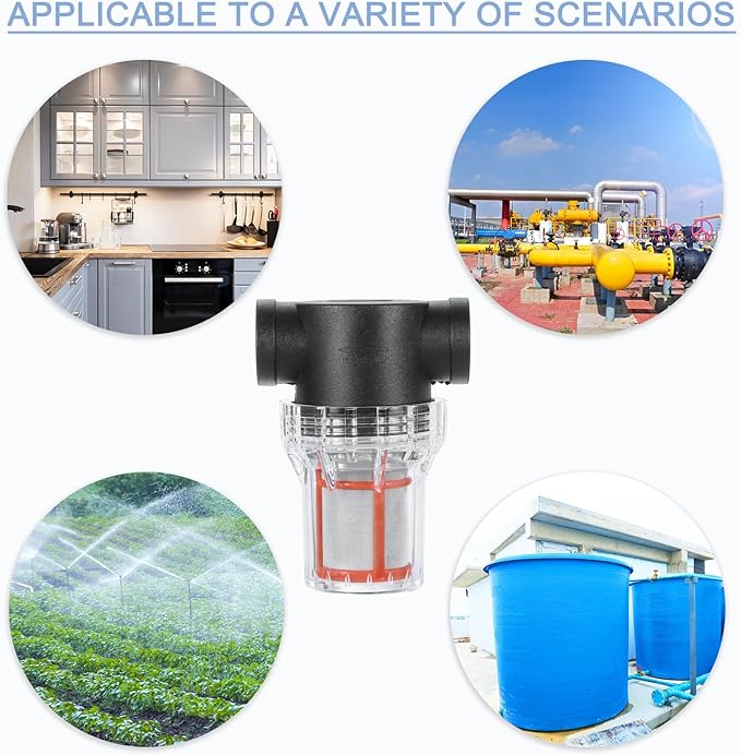 uxcell Pressure Washer Filter 3/4" NPT Female Thread, Inline Mesh Strainer Attachment, Stainless Steel Screen with Sealant Tape for Outdoor Gardening Inlet Water (Size:200 Mesh)