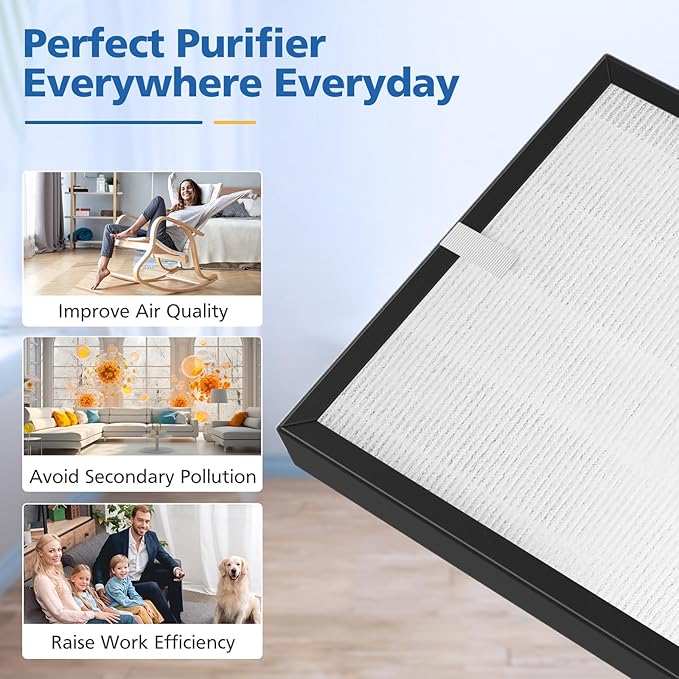 LINNIW TZ-K2 Replacement Filter Compatible with ToLife Air Purifier TZ-K2, 3-in-1 High-Efficiency HEPA Activated Carbon and Pre-filter, TZ-K2-A replacement filter, 3 Pack