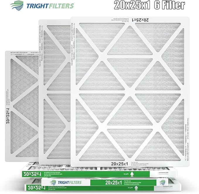 20x25x1 Air Filter 6 Pack, Durable MERV 8 Pleated Home HVAC AC Furnace Filters, Lightweight Compact Air Conditioner Filter Replacement