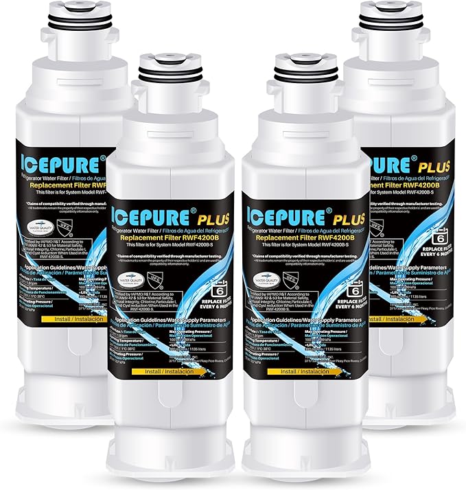 ICEPURE PLUS NSF53 DA97-17376B Replacement for HAF-QIN/EXP, HAF-QIN, DA97-08006C, RF23M8070SG, RF23M8070SR, RF23M8090SG, RF23M8090SR, AQF-DA97-17376B Refrigerator Water Filter, 4PACK