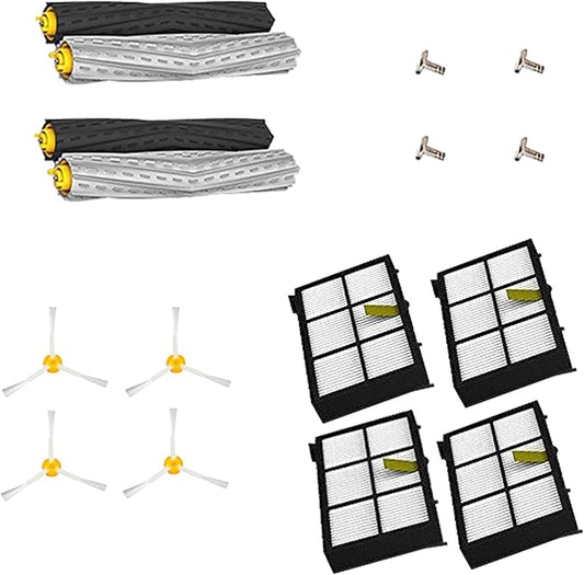 Extractor Roller Side Brushes & Hepa Filters Replenishment Kit Compatible with iRobot Roomba 800 900 Series 805 860 861 870 871 880 890 891 960 980 981 985 Vacuum Replacement Parts