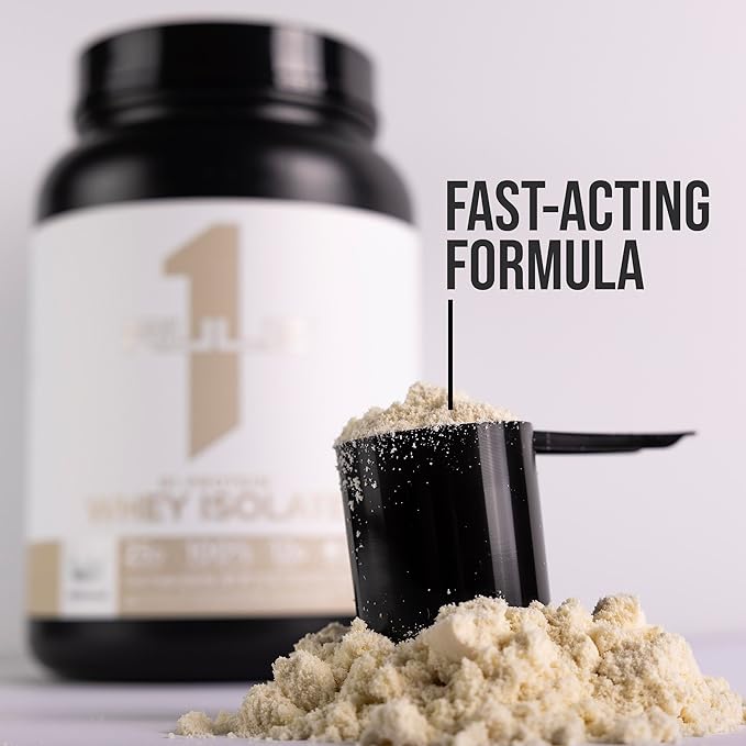 Rule 1 Naturally Flavored R1 Protein Whey Isolate - Clean Formula with 25g Protein & 6g BCAA Exclusively Isolated & Hydrolyzed Sources for Workout Recovery (4.3 Pounds*, Pure Vanilla)