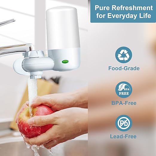 Faucet Water Filter Replacement for Brita®: Sink Filter Attachment Compatible with Brita® Faucet Mount Water Filtration System for Tap Water - White - 4 Count