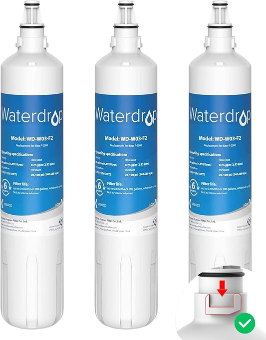 Waterdrop F-2000 4204490 Water Filter, Replacement for Sub-Zero 4204490, InSinkErator® F-1000 F-2000 F-3000 Filter and AquaPure AP Easy C-Complete, Sub Zero Water Filter Replacement, NSF/ANSI 42