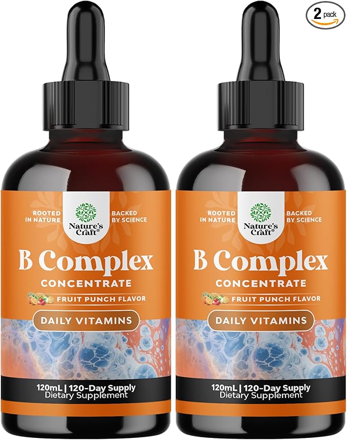 Vegan Vitamin B Complex Liquid - 9-in-1 Liquid B Complex Vitamins for Women & Men with B1 B2 B3 B5 B6 B7 Folate Methyl B12 Plus Vitamin C - Super Concentrated Non GMO & Naturally Flavored (240svg)
