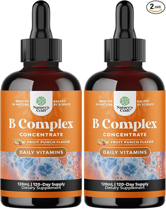 Vegan Vitamin B Complex Liquid - 9-in-1 Liquid B Complex Vitamins for Women & Men with B1 B2 B3 B5 B6 B7 Folate Methyl B12 Plus Vitamin C - Super Concentrated Non GMO & Naturally Flavored (240svg)