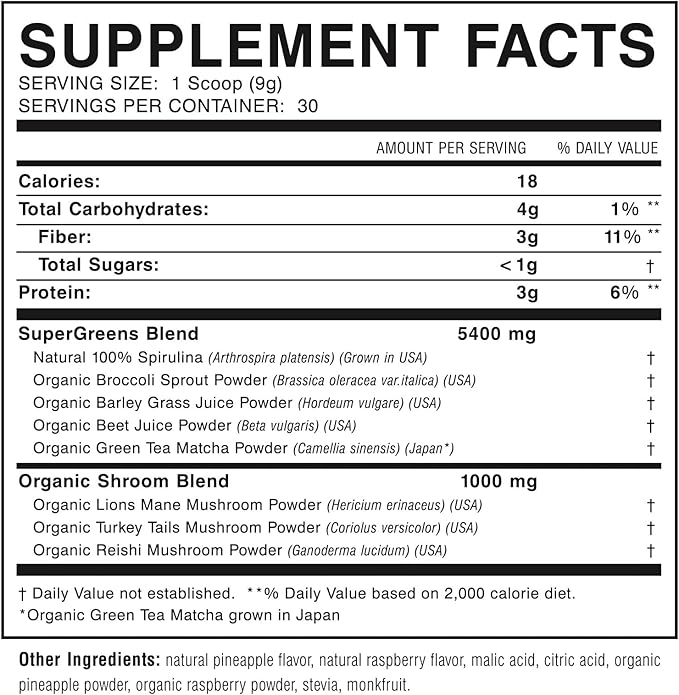 Myogenix MyoVite SuperGreens – Greens Powder Daily Supplement – Enhance Digestion, Strengthen Immunity & Improve Alkalinity – Locally Grown Greens – Berry Tropical (30 Servings)