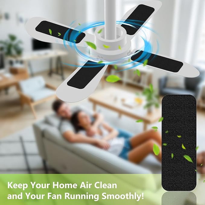 15 Pack Ceiling Fan Filters for Blades, Activated Coconut Carbon Fan Filter for Ceiling Fan, Easy-Stick Universal Air Filter for Common Household Contaminants
