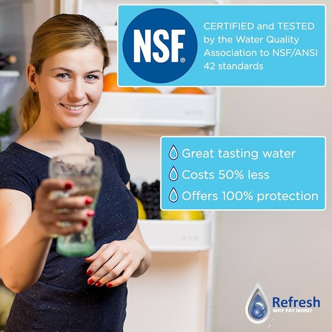 Refresh Replacement Refrigerator Water Filter Compatible with LG LT500P, 5231JA2002A, 5231JA2002A-S, ADQ72910901, ADQ72910902, ADQ72910907 and Kenmore 46-9890 Refrigerator Water Filter (3 Pack)