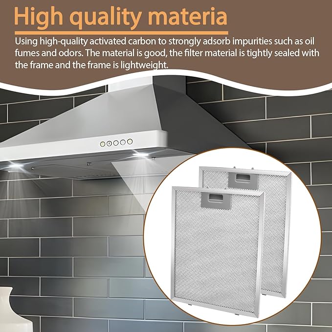 2Pcs Universal 12-5/9" x 10-1/5" Range Hood Charcoal Filter