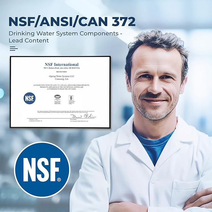 iSpring WSP50ARJ, NSF Certified, Spin-Down Sediment Water Filter, Upgraded Jumbo Size, Large Capacity, Reusable with Touch-Screen Auto Flushing Module, Brass Top Clear Housing, 50 Microns