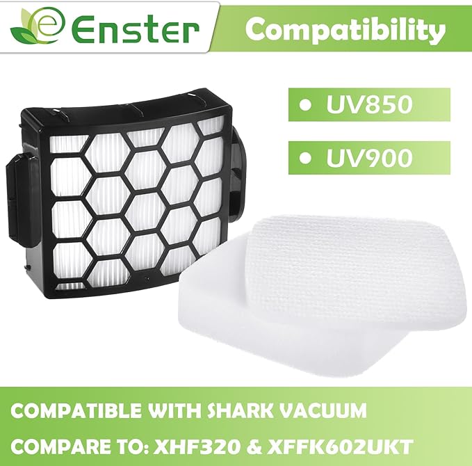 UV850 UV900 Filter Replacement for Shark Performance Lift Away DuoClean UV850 UV900 LA492 LA490 Upright Vacuum, 1 HEPA Filters and 2 Foam & Felt Filters, Compare to Part #XHF320 & XFFK602UKT