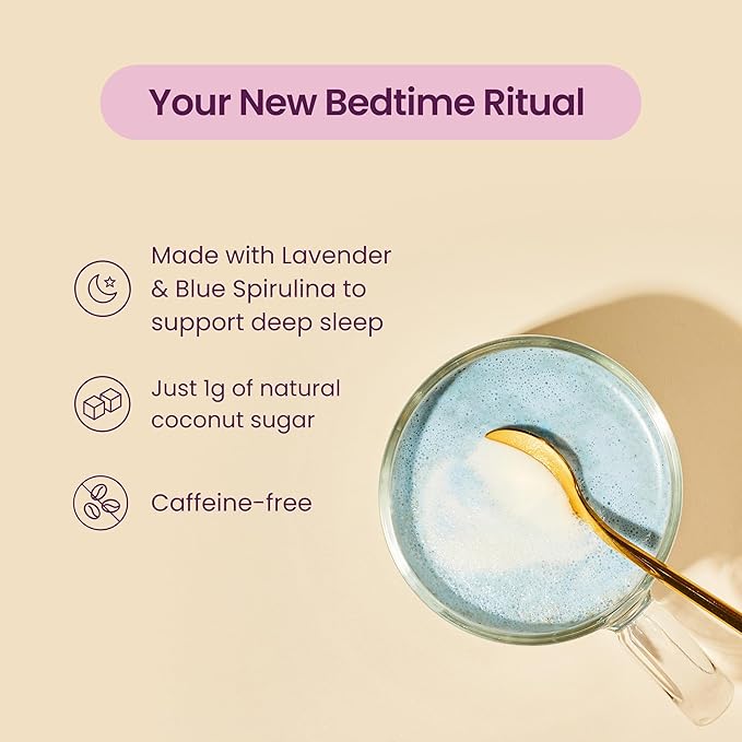Blume Superfoods Latte - Blue Lavender Powder with Blue Spirulina and Coconut Milk, Caffeine Free, Low-Sugar, Organic, Keto Friendly, Vegan, supports sleep and calmness, Lavender Latte- 25 Servings