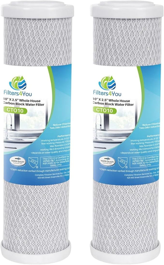 CFS – 2 Pack Carbon Block Water Filter Cartridges Compatible with WCBCS975RV Models – Remove Bad Taste & Odor – Whole House Replacement Water Filter Cartridge- White