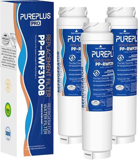 PUREPLUS 9000194412 NSF 53&42 Certified Refrigerator Water Filter Replacement for Bosch Ultra Clarity BORPLFTR10,REPLFLTR10, 11034152, 644845,B26FT70SNS, B22CS80SNS, B22CS50SNS, Haier 0060820860,3PACK