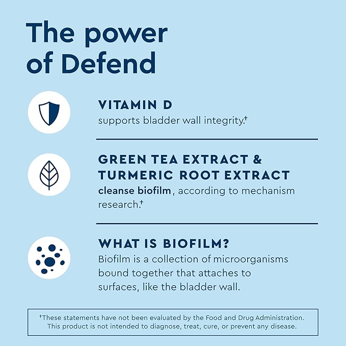 Uqora Defend - Urinary Tract Health Supplement - Support Bladder Health & Cleanse Biofilm with D-Mannose, Green Tea Extract, Turmeric Extract & More - Gluten-Free- 120 Capsules- 2 Pack