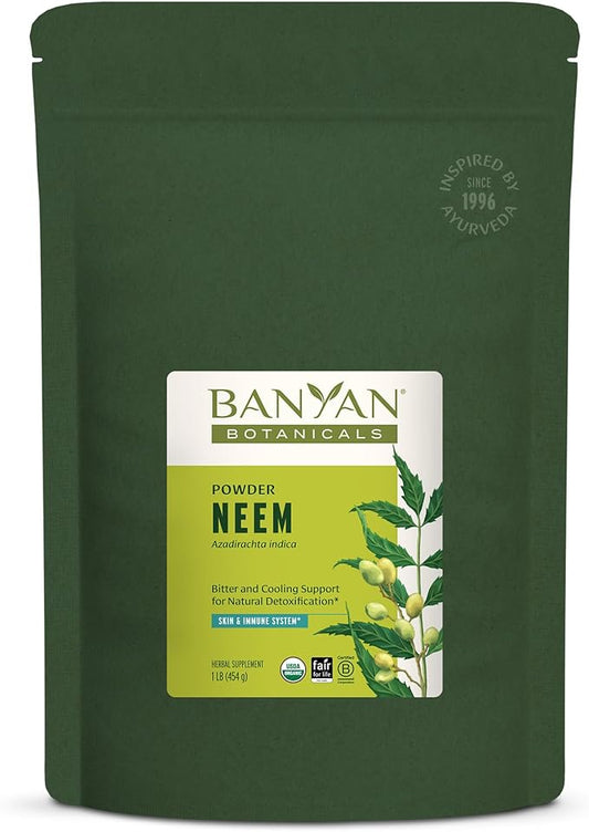Banyan Botanicals Neem Powder – Organic Neem Leaf Supplement (Azadirachta Indica) – for Skin Health, Immune Support, and Natural Detoxification* – 1 lb. – Non-GMO Sustainably Sourced FFL Fair Trade