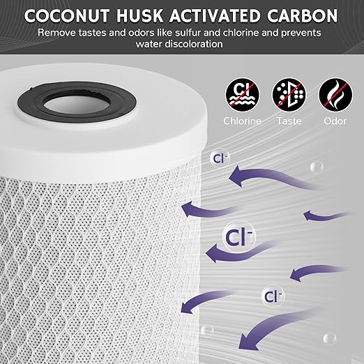 Airthereal Whole House Water Filter Housing, 10" x 4.5" Sediment Carbon Cartridge Universal Housing, Pre-Filtration System for Well and City Water with 1" NPT Port and Include 1-Pack CTO Filter