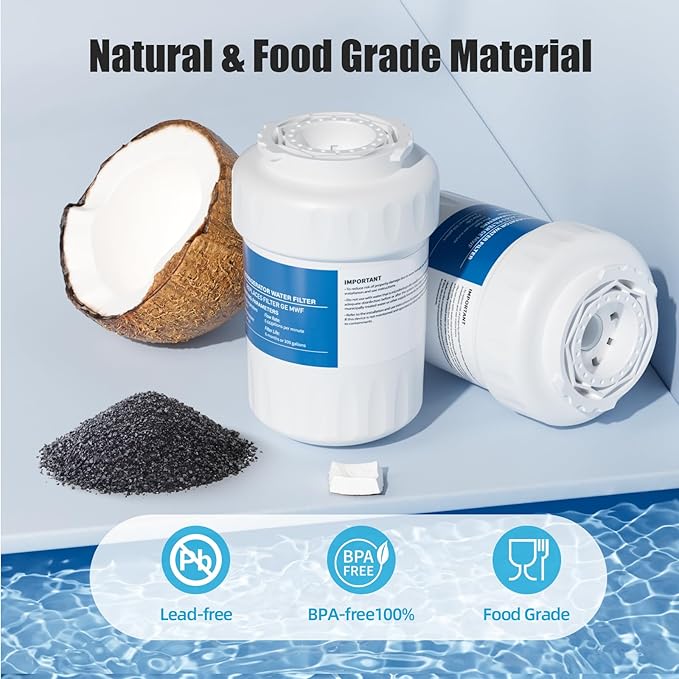 Water Filter Replacement for GE MWF SmartWater MWFP, MWFA, GWF, HDX FMG-1, HWFA, MWFINT, GWFA, GWF01, GWF06, Kenmore 46-9991, 46-9996, GF-MWF, WFC1201, AQF-FF13, RWF0600A, RWF0600AH, 3 Pack