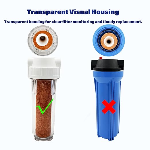 Whole House Water Filter Housing Clear,10" X 2.5" Inline Sediment Water Filter for RV, Home, Aquarium, Maple Syrup RO System, with PP Filter, 3/4 NPT Brass Port, Steel Bracket - 1025TBP